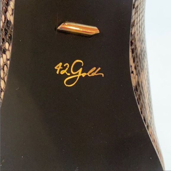 42 Gold Snake Ojai Cuff Heeled Ankle Bootie Embossed Snake Leather - Picture 4 of 11
